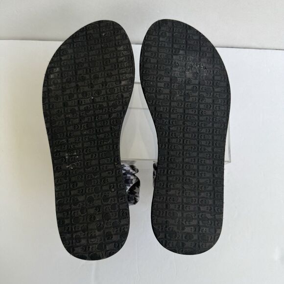 Sanuk Sandals Womens Sz 7 Yoga Slingback Flip Flops Black Gray Chevron Comfort - Picture 7 of 7